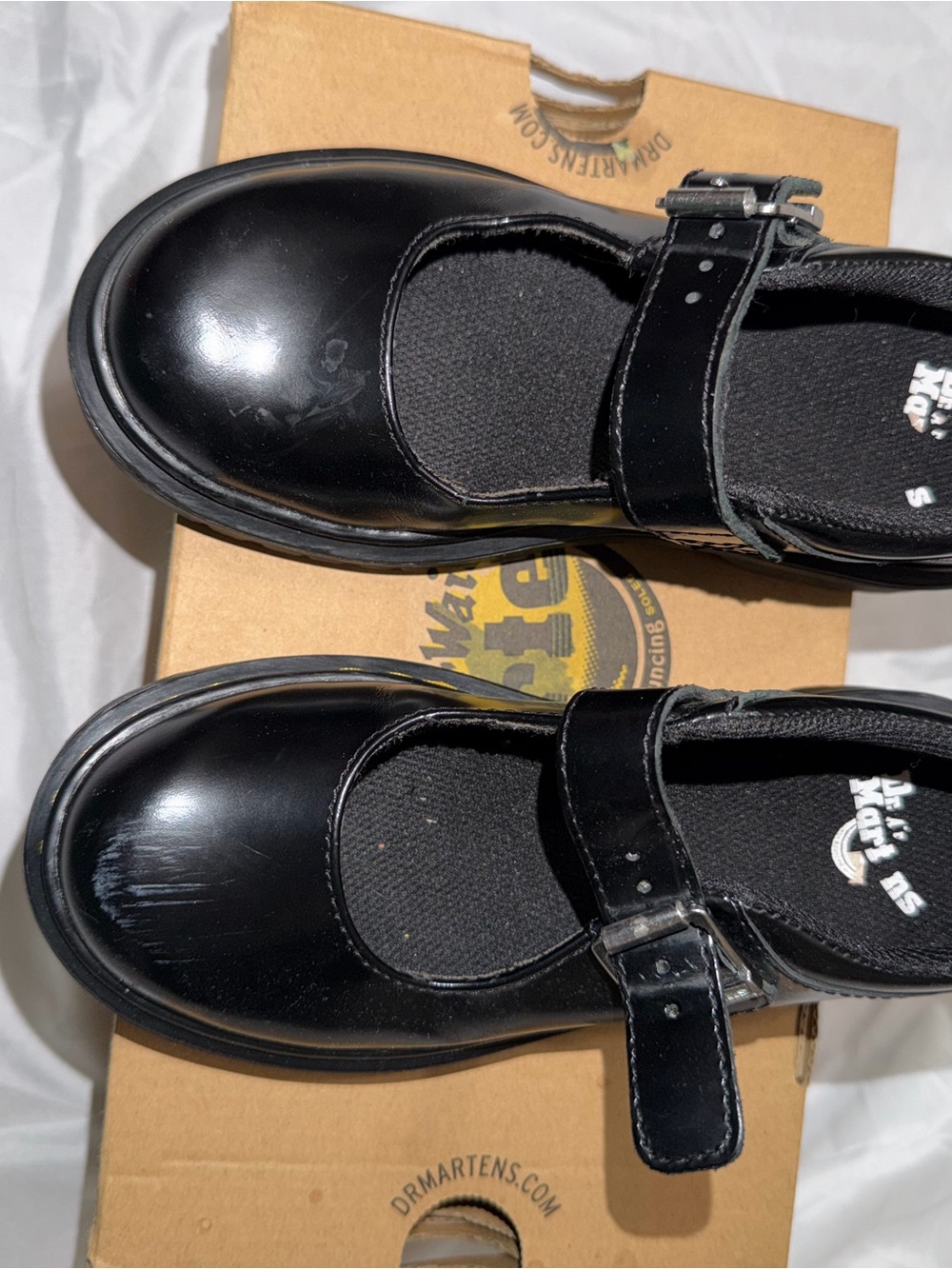 Dr. Martens Girls Black Patent Mary-Jane Strap Shoes